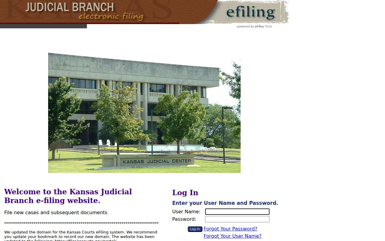 Kansas eFlex authorized filing login for Stafford County court cases