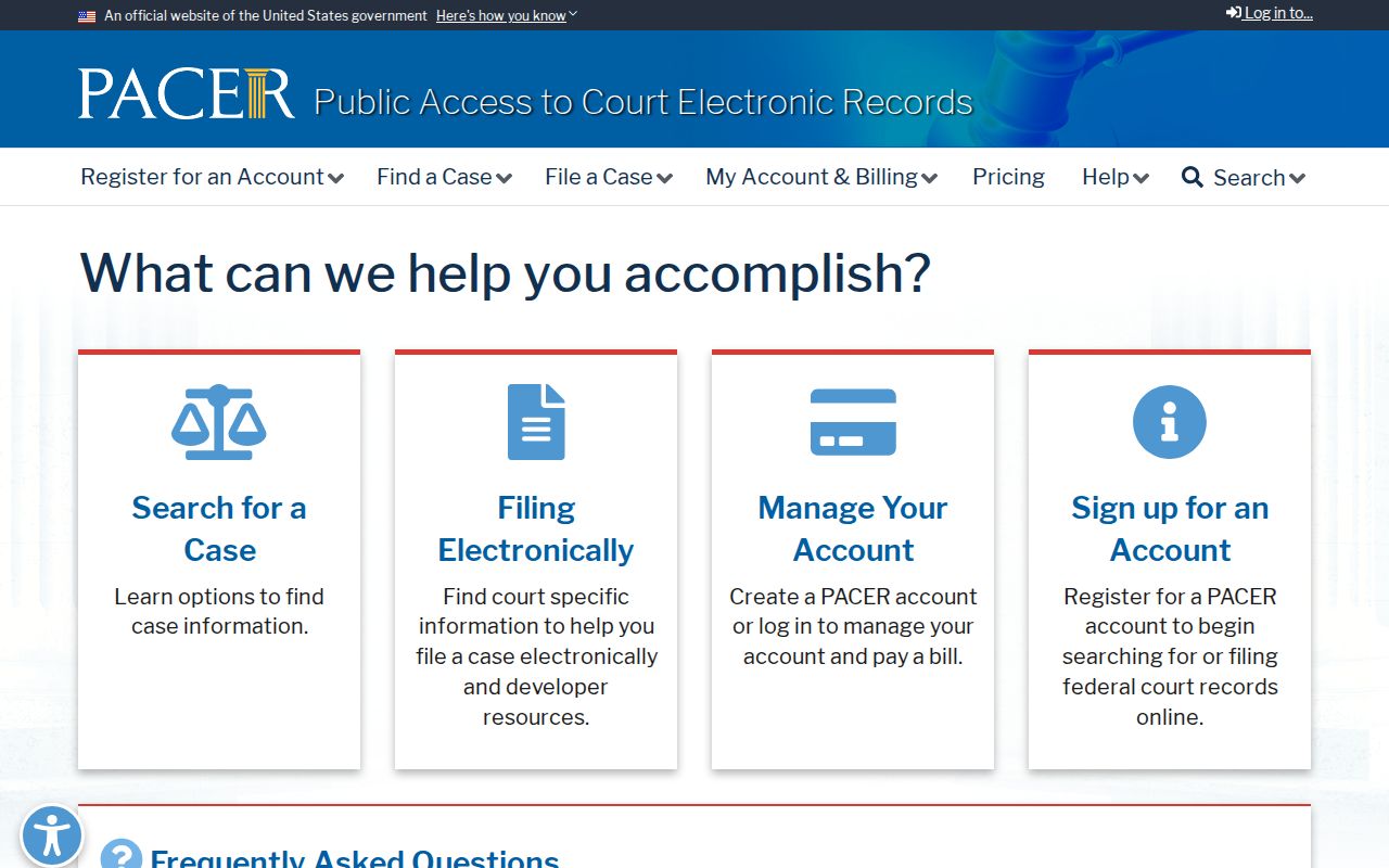 Stafford court records federal PACER boundary